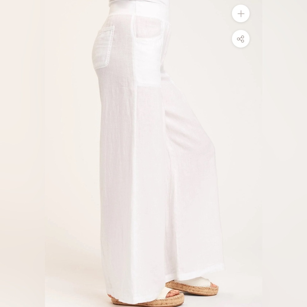 NWT XCVI Teresa White Linen wide leg pant